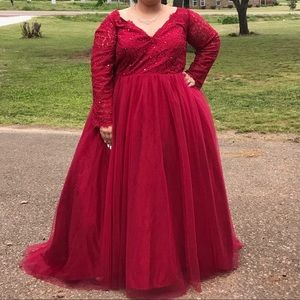 Plus Size Burgundy Prom Dress